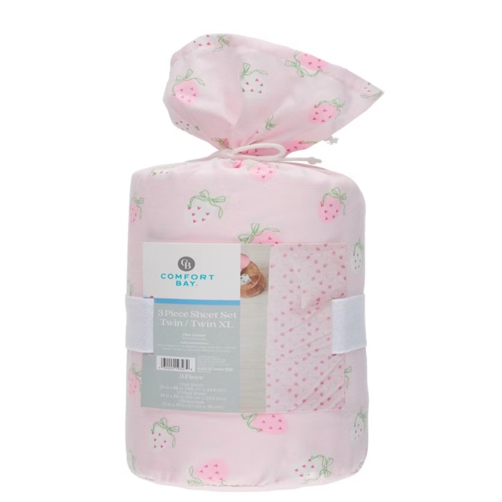 Comfort Bay 3-Piece Queen Sheet Set, Pink Strawberries